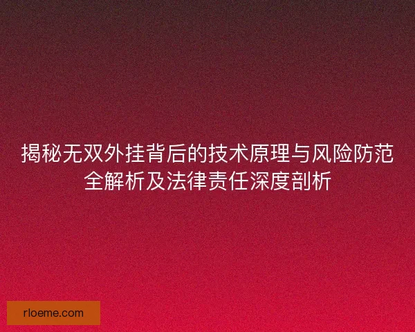 揭秘无双外挂背后的技术原理与风险防范全解析及法律责任深度剖析